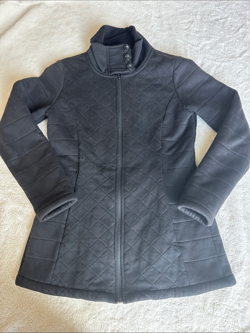 The North Face Women’s Black Quilted Jacket with Stand Collar- Medium